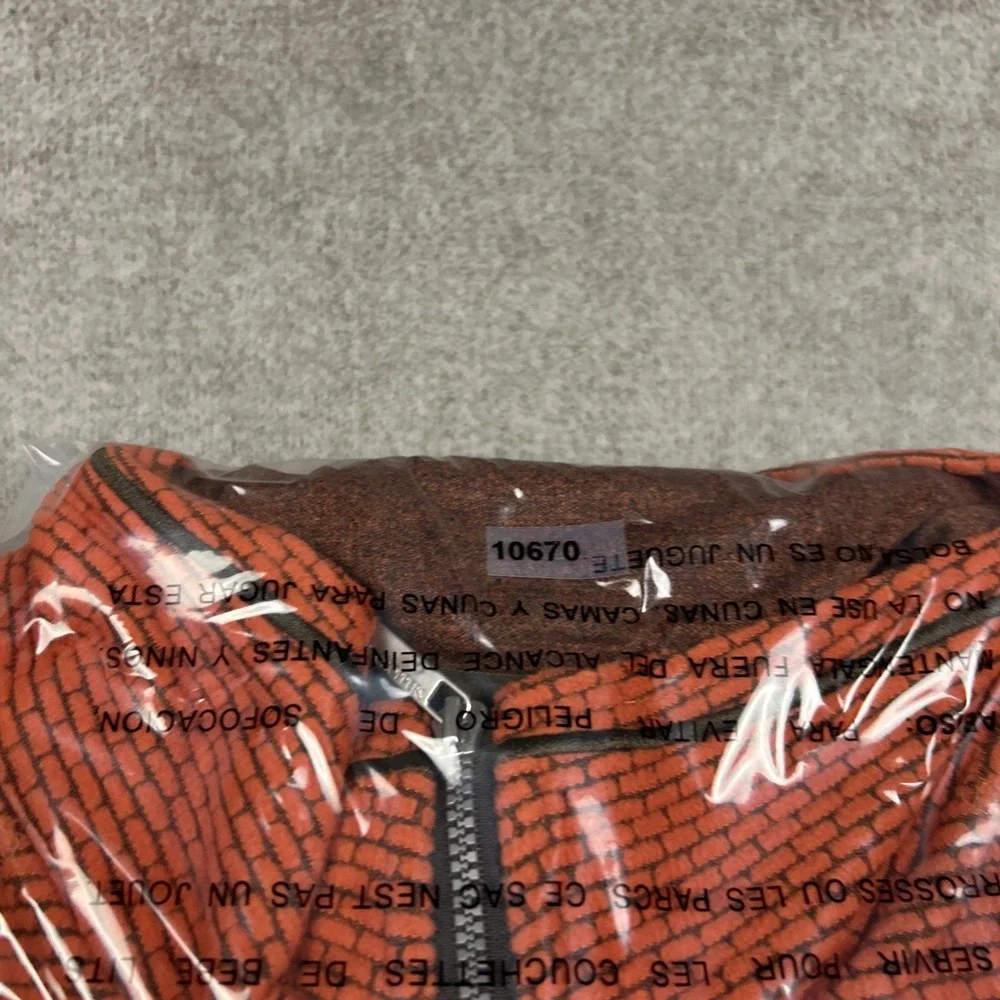 Craghoppers 1/2 Zip Sweater Mens Large Orange Waffle Knit Fleece Pullover